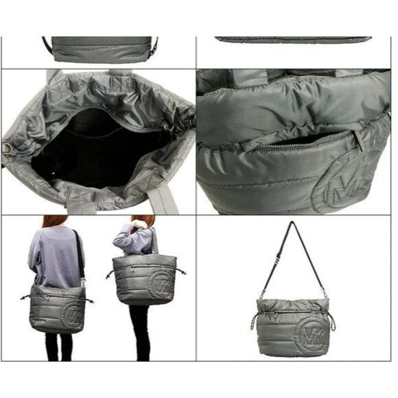 S Michael Kors Rae Heather Grey Nylon Extra Large Tote Purse 35F1U5RT3C Gray NWT - Picture 5 of 6